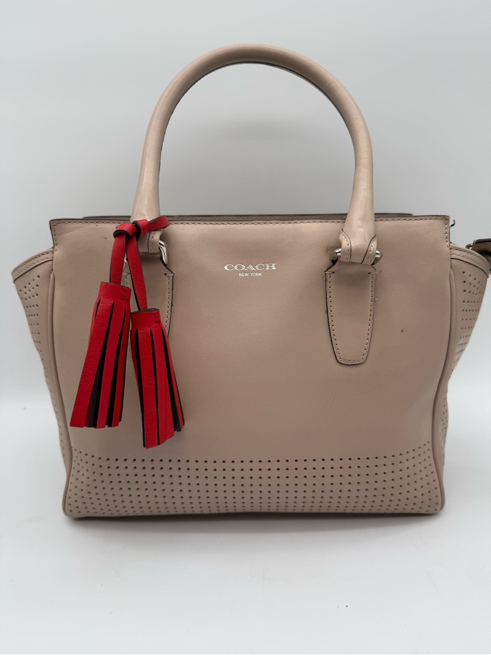 COACH PERFORATED LEGACY CARRYALL BEIGE